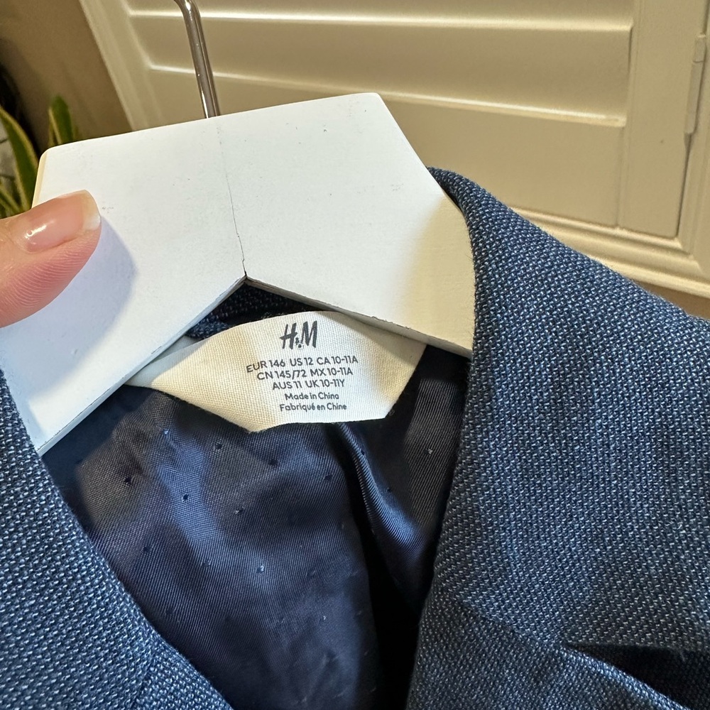 H&M linen Dark Blue kids Blazer - Picture 3 of 5